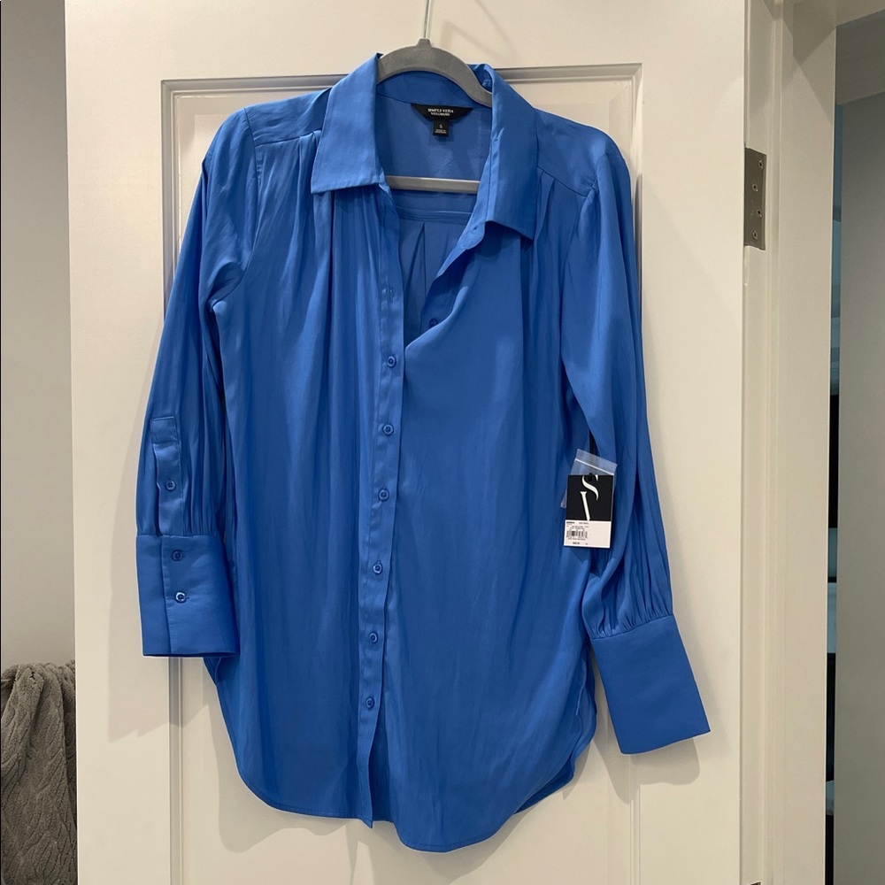 Simply Vera Vibrant Blue Oversized button down Shirt